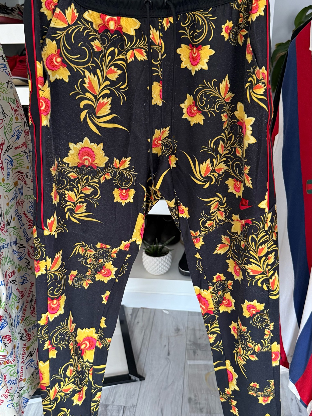 Nike Black Track Pants With Red Logo Tag